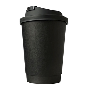 黑色咖啡杯高档精致一次性带盖高级感纸杯奶茶店专用热饮加厚加硬