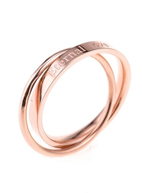 双环钛钢戒指韩版情侣love英文