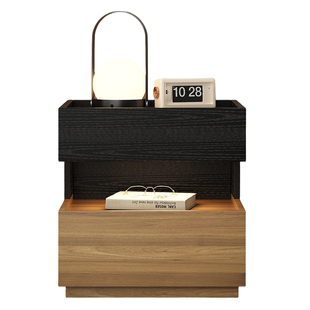 极简意式实木床头柜家用卧室2025爆款悬浮式轻奢高级感小型收纳柜