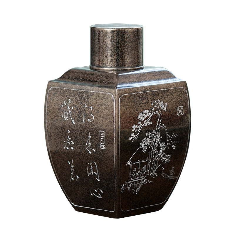 斑锡龙怡雅茶仓纯锡茶叶罐