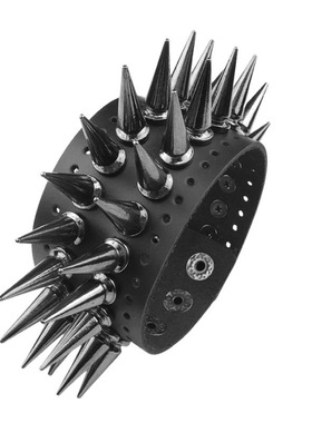 枪色超长子弹头铆钉牛皮朋克手链