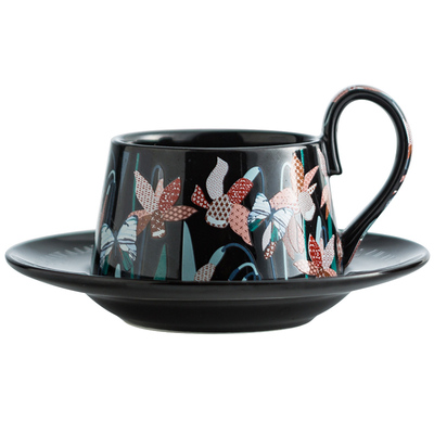 创意高颜值陶瓷杯碟彩盒礼盒包装精致咖啡杯碟水果花茶泡茶杯家用