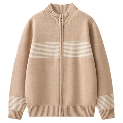 儿童100%绵羊毛开衫半高领拉链