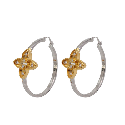 DSTYLE小香风撞色金银四叶草耳扣