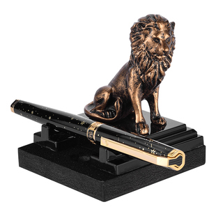 【雄狮笔座】英雄钢笔复古狮子笔架墨水笔礼品盒套装男士高档商务办公用签字笔送男友生日礼物免费刻字定制