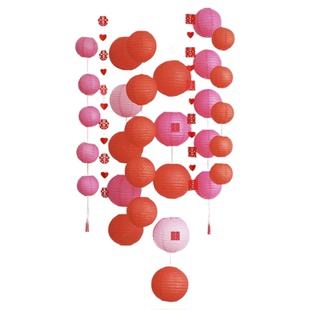 有爱喜事婚房楼梯布置结婚客厅卧室装饰背景墙蜂窝球灯笼吊顶套装