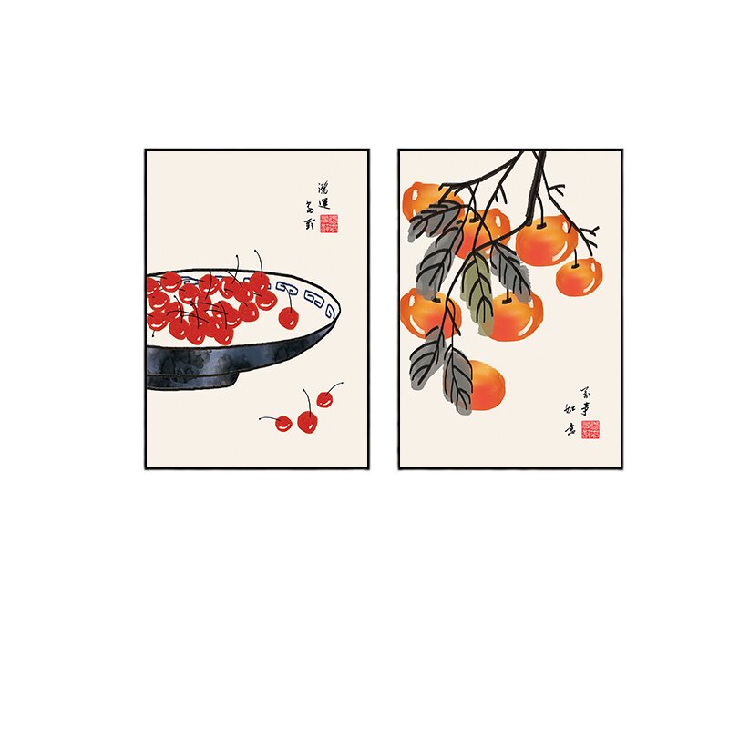 餐厅墙面装饰画新中式饭厅背景墙挂画厨房茶室壁画中国风水墨墙画