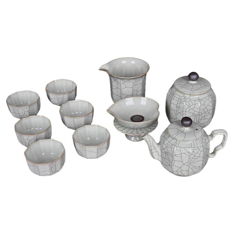 精品青瓷月白釉茶具11头套装