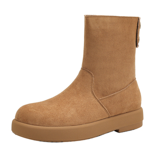 达芙妮平底雪地靴女2026新款冬美拉德加绒短靴厚底勃肯保暖中筒靴