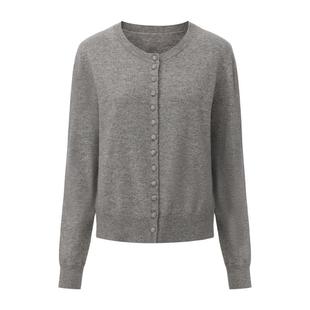 madeinnormal X LOOKNOW2025年秋季新款灰色一排扣毛衣开衫女