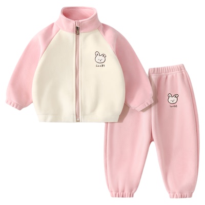 女童加绒套装摇粒绒2026新款