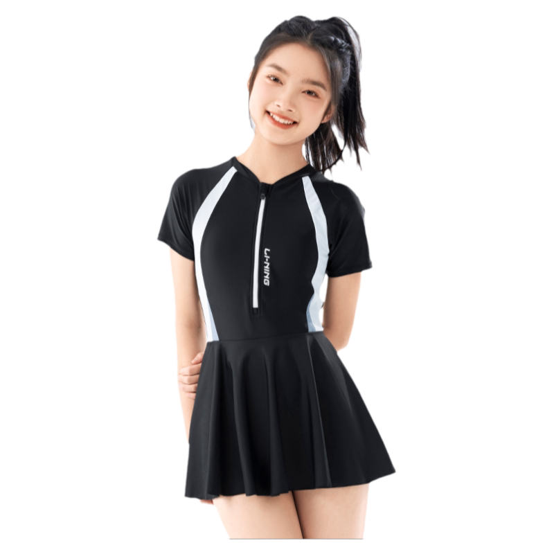 李宁女童泳衣连体大童保守