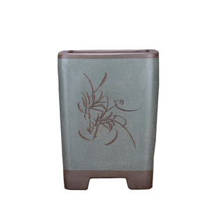 宜兴特大四方签筒紫砂花盆兰花盆君子兰仿古客厅阳台陶瓷方盆包邮