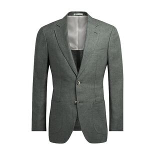 【小码】奥莱SUITSUPPLY西服中绿色亚麻修身男士西装上衣外套