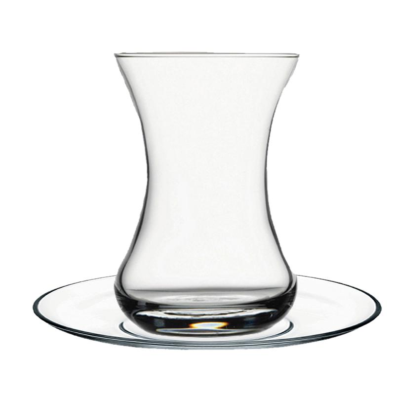 土耳其红茶杯配碟小吃碟布丁咖啡萃取小杯子无铅特色郁金香玻璃杯