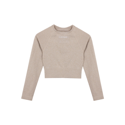 HARDSHIP｜短款针织衫 螺纹紧身短款卫衣 美拉德弹力健身长袖TCZC