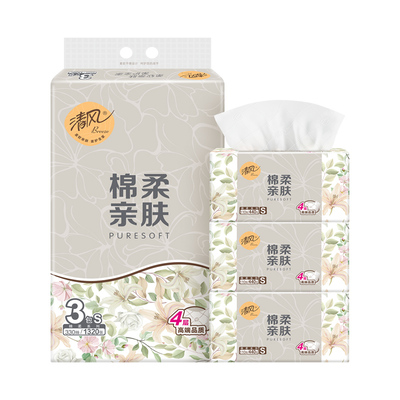 清风棉柔抽纸4层加厚440张大包