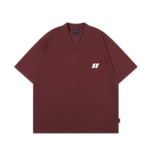 丛林老虎索罗娜凉感防晒V领短袖男女美式高街潮牌小LOGO落肩T恤