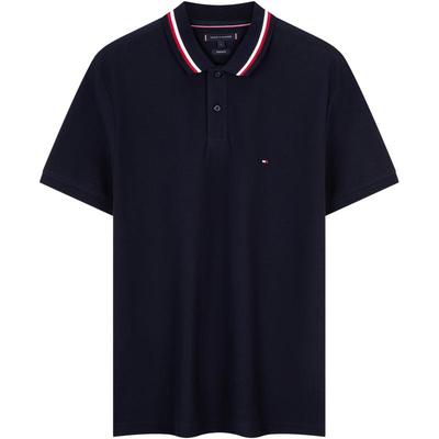 Tommy男装珠地网眼镶边短袖POLO