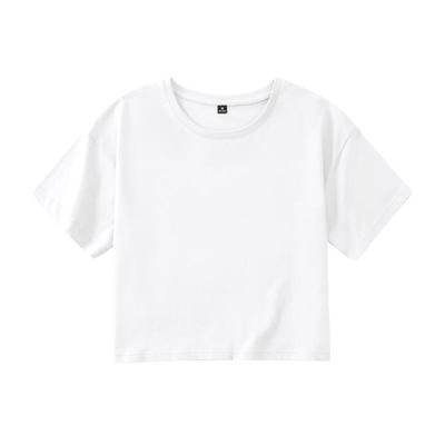 真维斯白色纯棉正肩短袖女t恤夏季2025新款小个子短款上衣女夏W