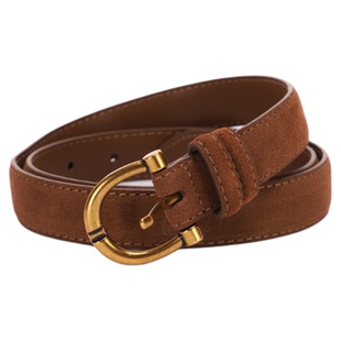 瑞贝卡秋境反绒皮带女士复古磨砂牛皮百搭配外套大衣皮带可露丽风