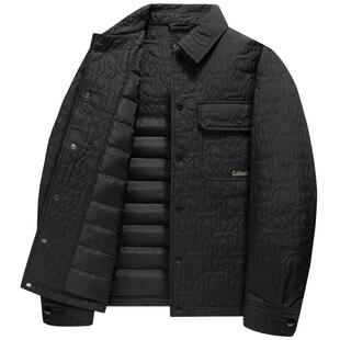 【高端刺绣绗缝】卡宾翻领轻薄羽绒服男冬季行政夹克衬衫衬衣外套