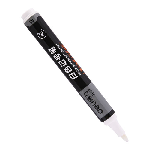 得力白色记号笔快干油性笔不易掉色大头笔适用玻璃塑料陶瓷木头皮革纸50支装大容量马克笔勾线笔油性笔S557