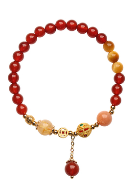灵机麦玲玲2026马年三合生肖红玛瑙手链属牛兔鼠本命年太岁手串
