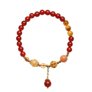 灵机麦玲玲2026马年三合生肖红玛瑙手链属牛兔鼠本命年太岁手串