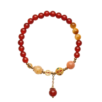 灵机麦玲玲2026马年三合生肖红玛瑙手链属牛兔鼠本命年太岁手串