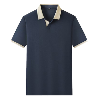 海鸥领工作服V领短袖定制印logo高端桑蚕丝polo衫工装团体服T恤潮