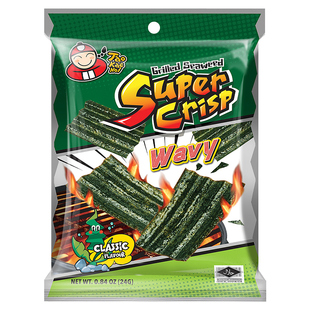 陈哲远代言TaoKaeNoi老板仔旗舰店泰国进口紫菜波浪脆海苔片24g