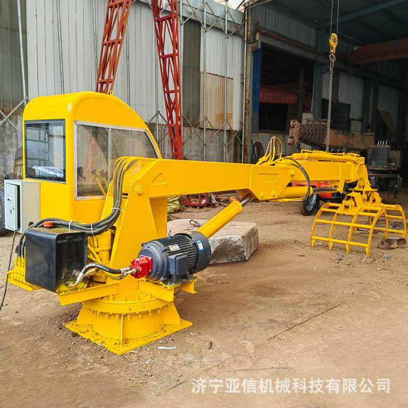 折臂式抓机 电动液压伸缩臂抓草机 固定式折叠抓木机