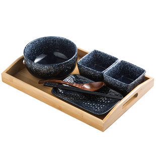 日式一人食陶瓷碗盘餐具用碗碟筷盘单人早餐套装面碗家用商用饭店