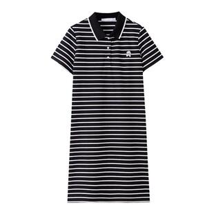 水云间条纹撞色短袖直筒连衣裙女装秋季新款2026户外运动风短裙子