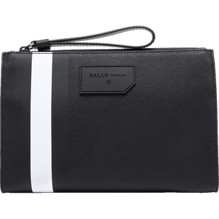 【自营】Bally/巴利男士PVC黑白条纹休闲手拿包 SKID OF
