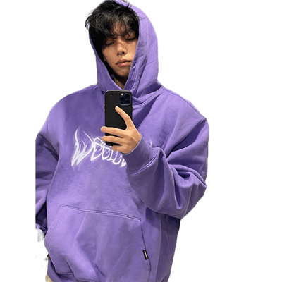 秋冬季加绒宽松连帽卫衣复古