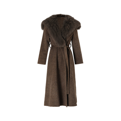 MD依诺【巴黎诗集】2025冬季款系带厚款气质保暖减龄羊毛大衣外套