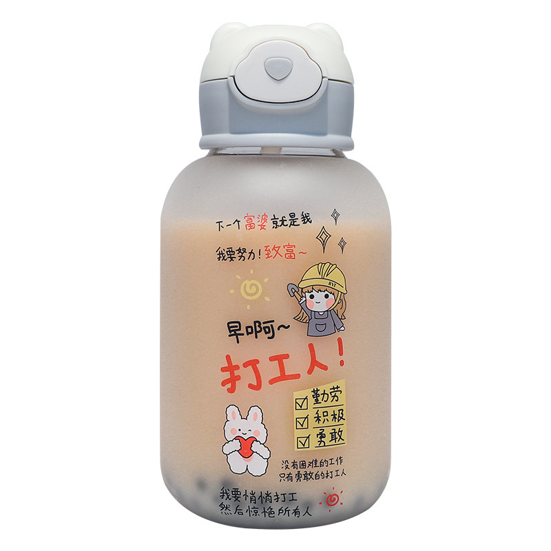 大容量熊头呆萌玻璃水杯