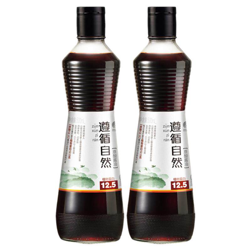 遵循自然原酿特级酱油500ml*2 欣和酿造酱油家用调味0%添加防腐剂