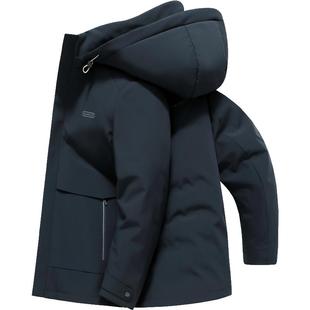 雪中飞鹅绒内胆可脱卸男士羽绒服中年商务休闲冬装高端牛奶丝外套