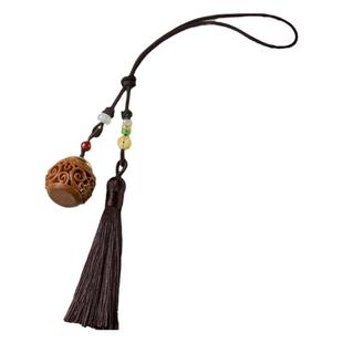 绿檀木雕莲花香囊扩香器挂饰吊坠可开合香丸吊坠创意复古汽车挂件