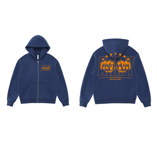 ZEKE LAB「一人为伍」加绒加厚拉链开衫连帽卫衣宽松廓形数码直喷