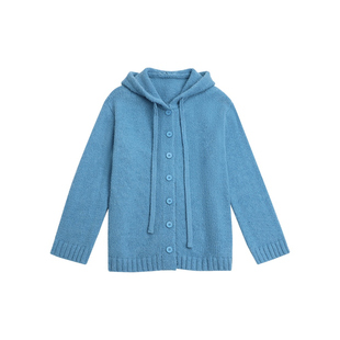 POET WONG【慵懒天赋】加厚羊毛长毛混纺松弛连帽毛衣秋冬厚外套