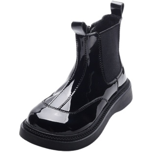 儿童马丁靴女秋冬款单靴真皮男童宝宝短靴女童漆皮靴子2025年新款