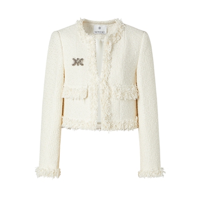 流苏香风粗花呢短外套