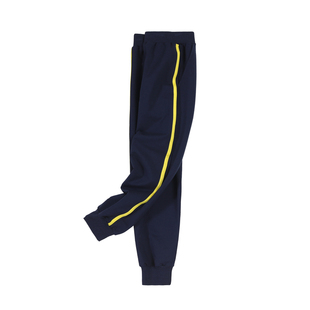 深蓝色黄条校服裤子直筒学生校裤初高中小学生二条杠黄色条纹校裤