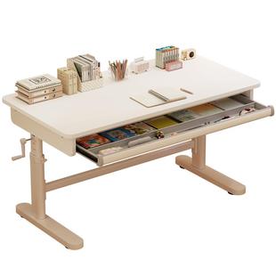 馨业儿童学习桌小学生家用升降写字桌课桌椅套装手动升降实木书桌