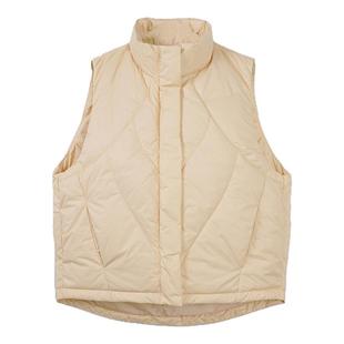 A21女装梭织宽松立领开胸中厚羽绒背心保暖外套时尚无袖羽绒马甲