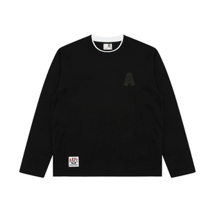 Aape旗舰店男装春季字母刺绣拼接假两件休闲潮流长袖T恤1726XXP